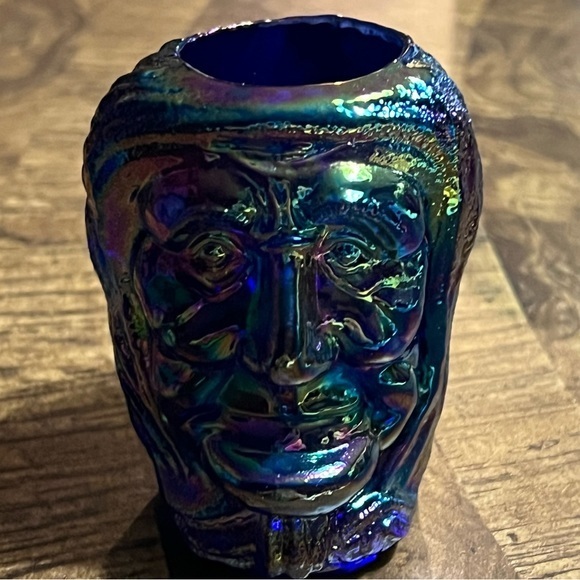 Joe St Clair Stamped Blue Carnival Witch-Head Toothpick Holder - Picture 1 of 6